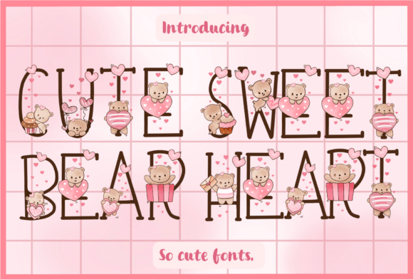 Cute Sweet Bear Heart Font